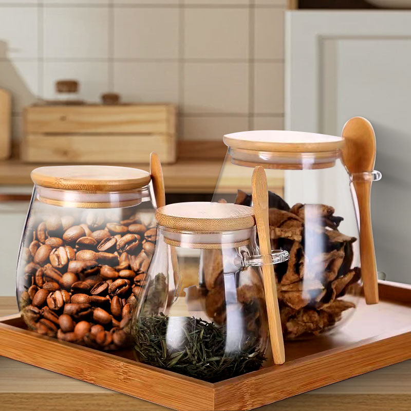 Coffee Tea Sugar Canister Set - 34Oz Verzegelde Glazen Pot Met Lepel