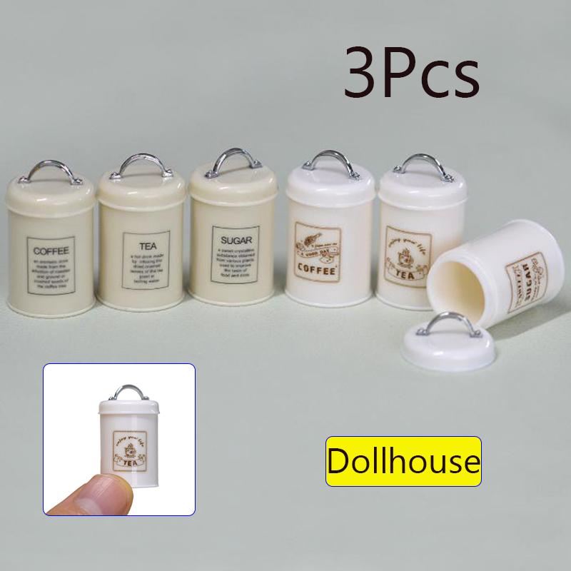 Coffee Tea - 3 Stuks Miniatuur Poppenhuis Mini Voedsel/Thee/Koffieblikjes