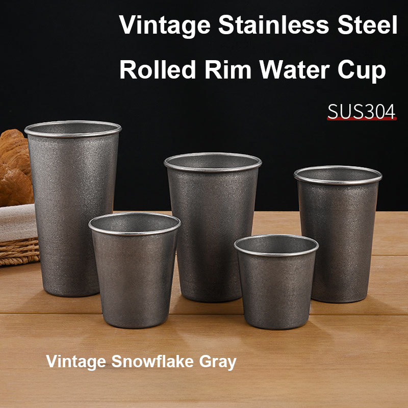 Mug Tea Coffee - Retro zilveren roestvrijstalen drinkbekers, stapelbare tumblers