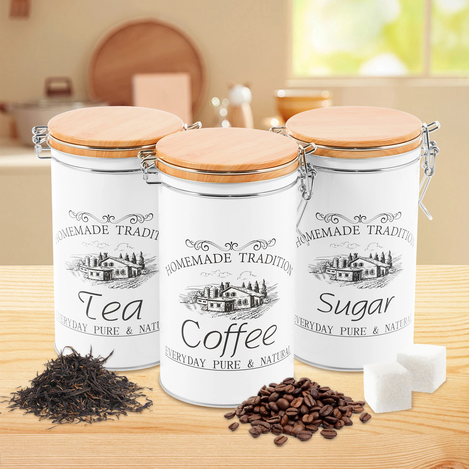 Coffee Tea Sugar Canister Set - 3 stks/set Thee Koffie Suikerbussen Metalen