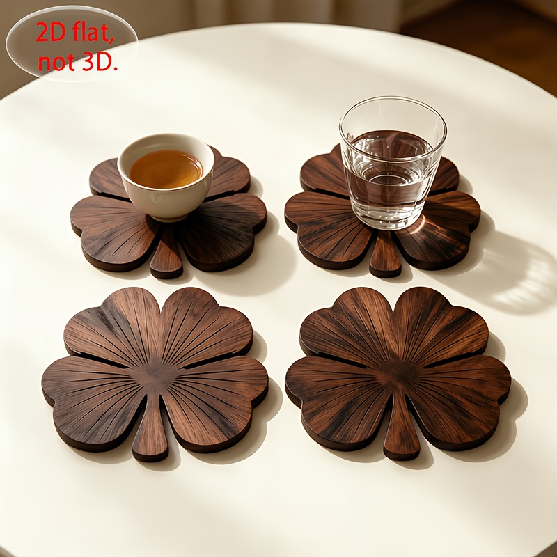 Coffee Tea Game - 4-delige 2D platte houten onderzetters met
