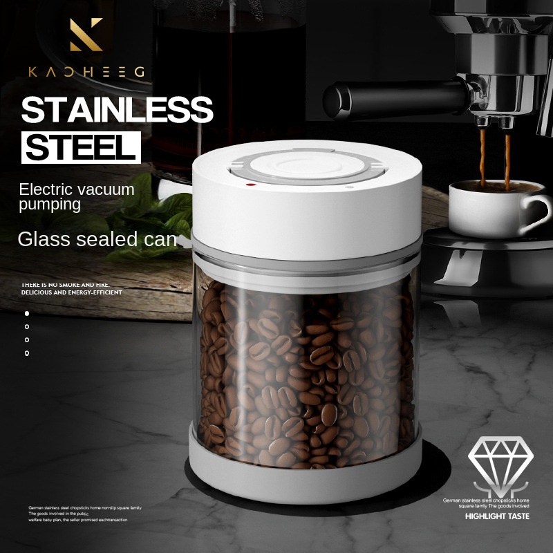 Coffee Tea Sugar Canister Set - Elektrische vacuüm koffiebonen glazen opslagpot grote
