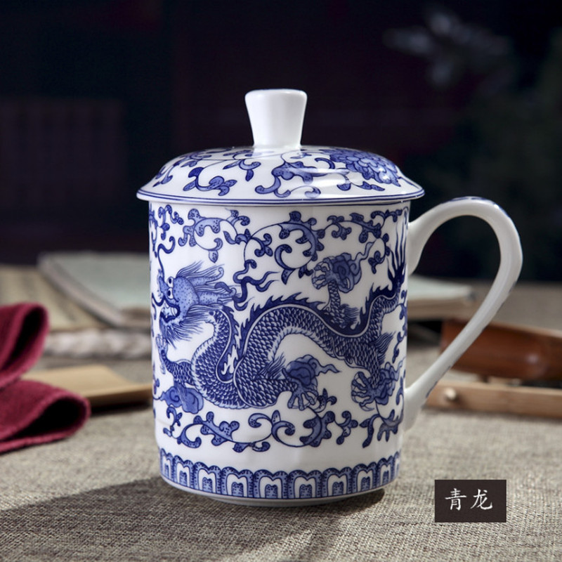 Coffee Tea Green - Jingdezhen Blauw en Wit Porseleinen Mok