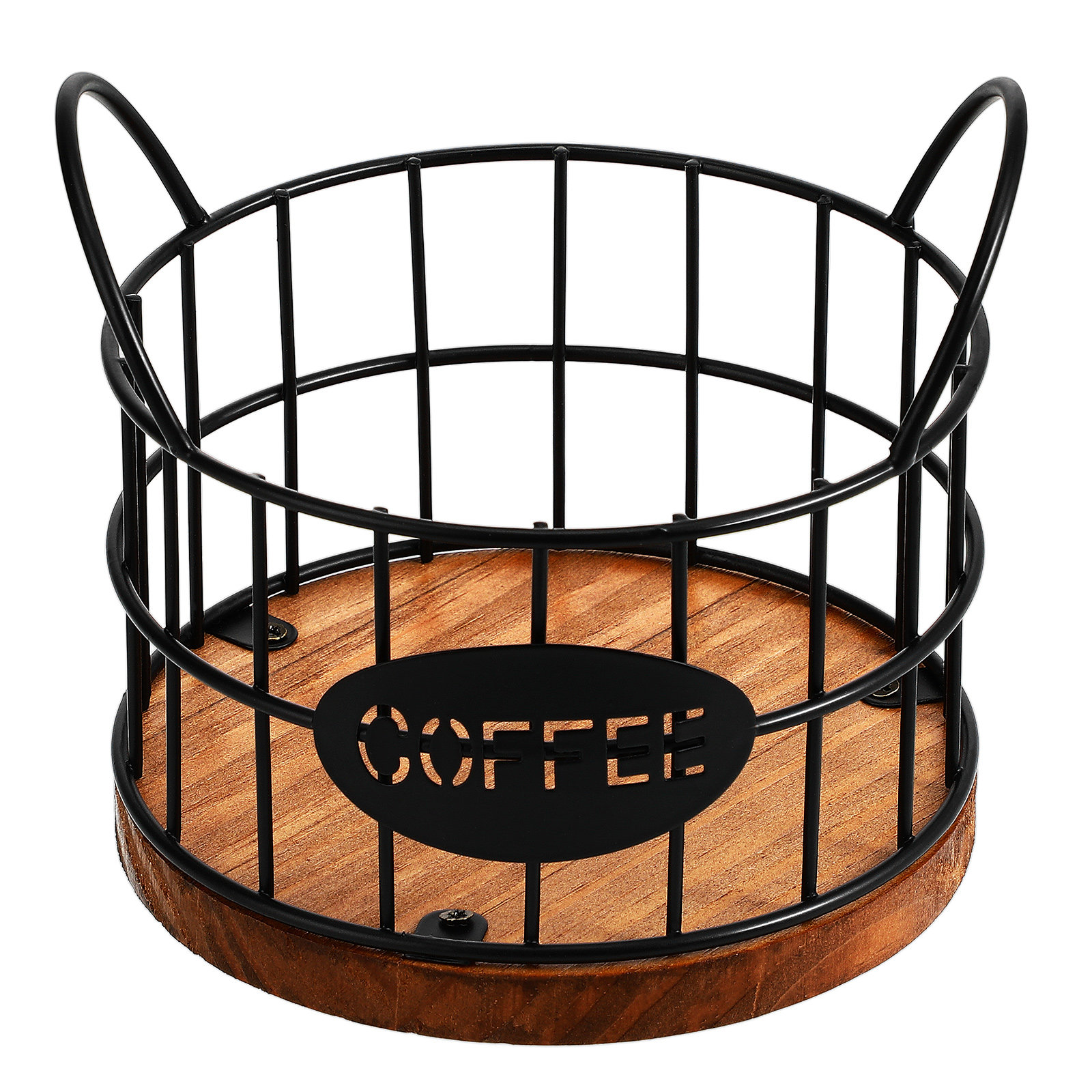 Coffee Tea Holders - Koffiepoddispenser, mand van ijzerdraad met houten
