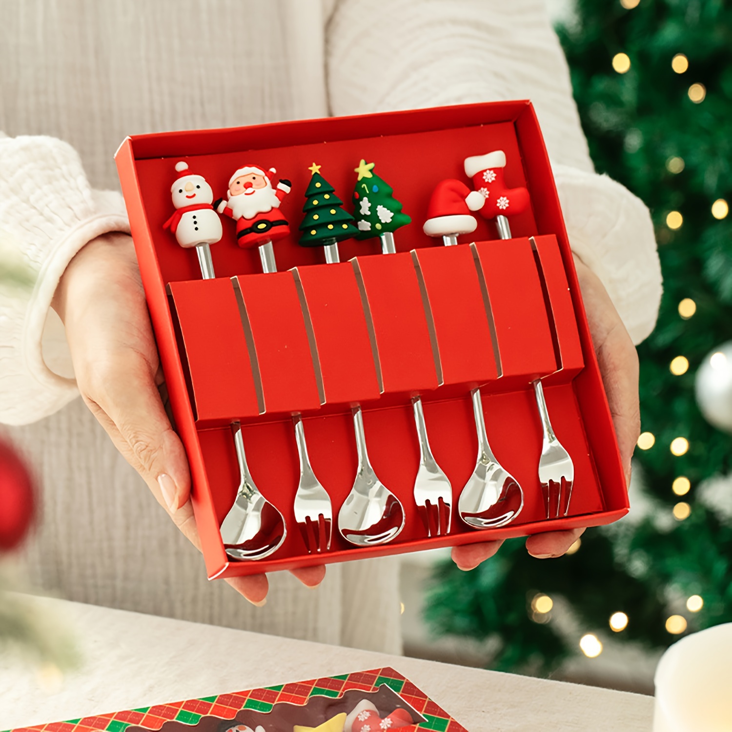 Coffee Tea Sugar Canister Set - 1Set Creatieve Kerst Bestekset van RVS,