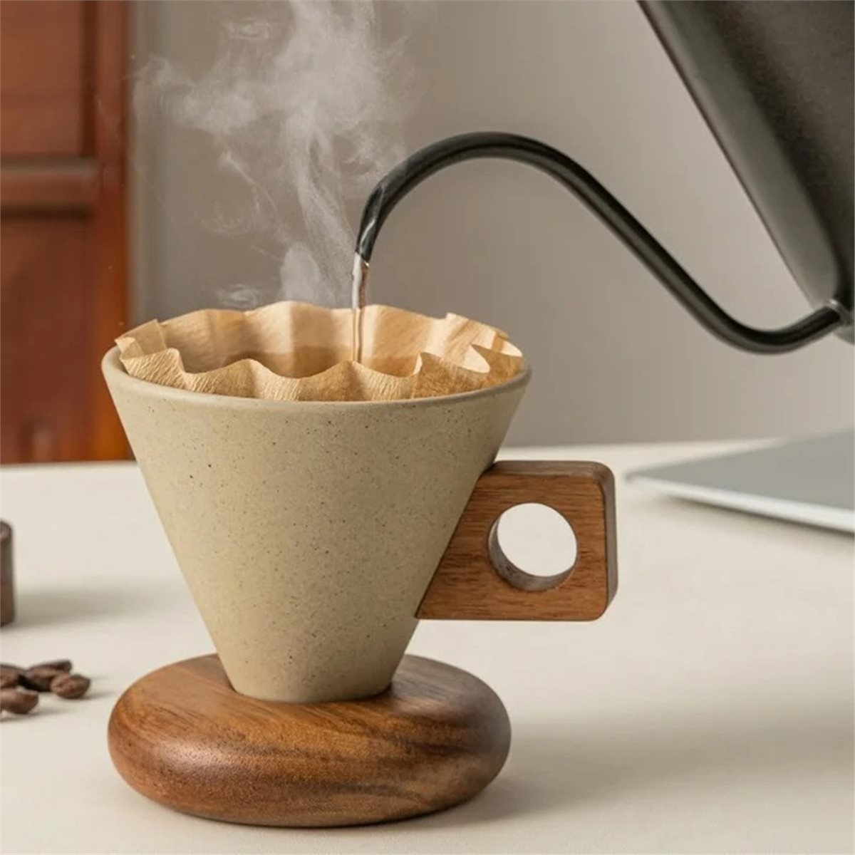 Keramische koffiekop & houten  - Coffee Tea recensie en prijs