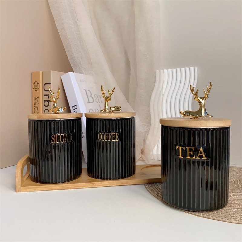 3-delige set Europese witte el - Coffee Tea Sugar Canister Set recensie en prijs