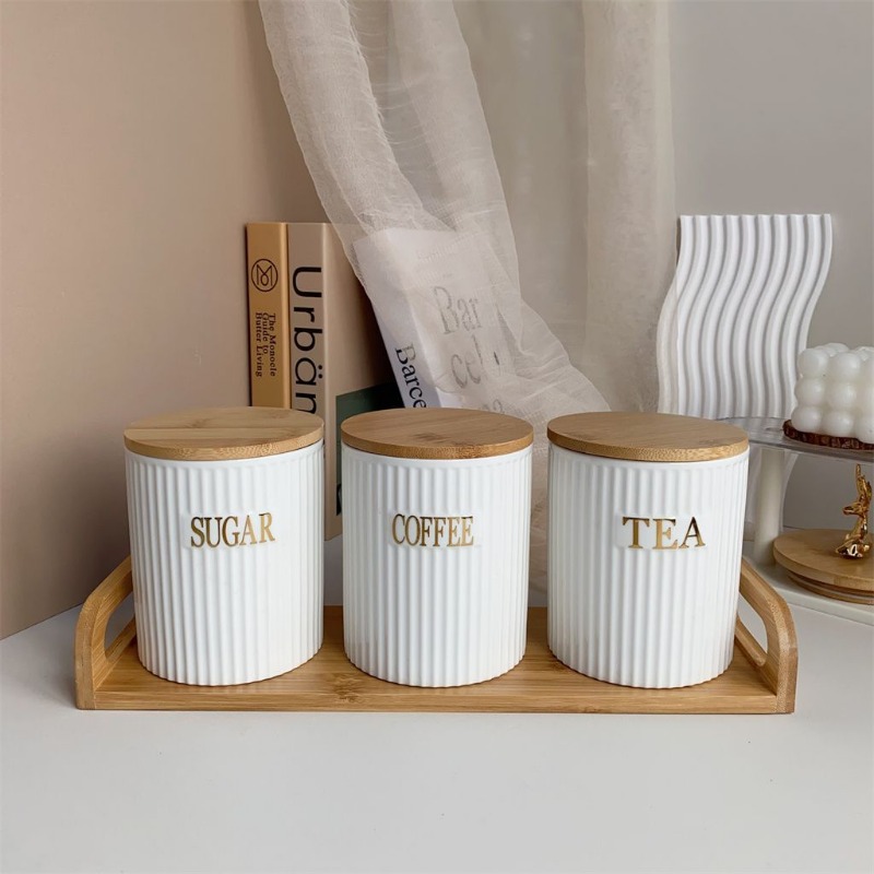 3-delige set Europese witte el - Coffee Tea Sugar Canister Set recensie en prijs