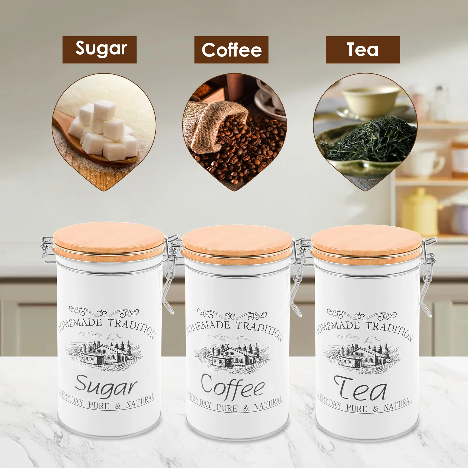 3 stks/set Thee Koffie Suikerb - Coffee Tea Sugar Canister Set recensie en prijs