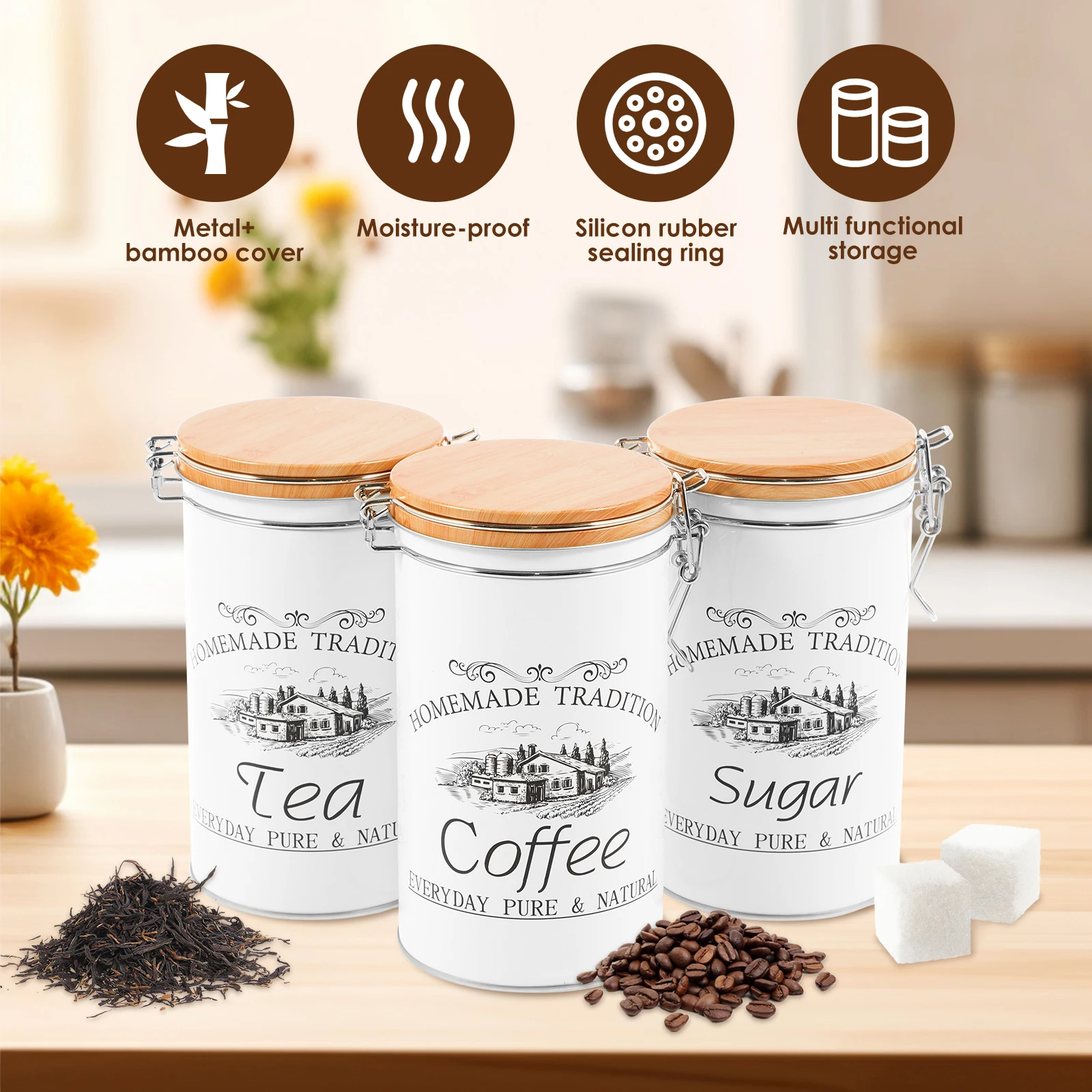 3 stks/set Thee Koffie Suikerb - Coffee Tea Sugar Canister Set recensie en prijs
