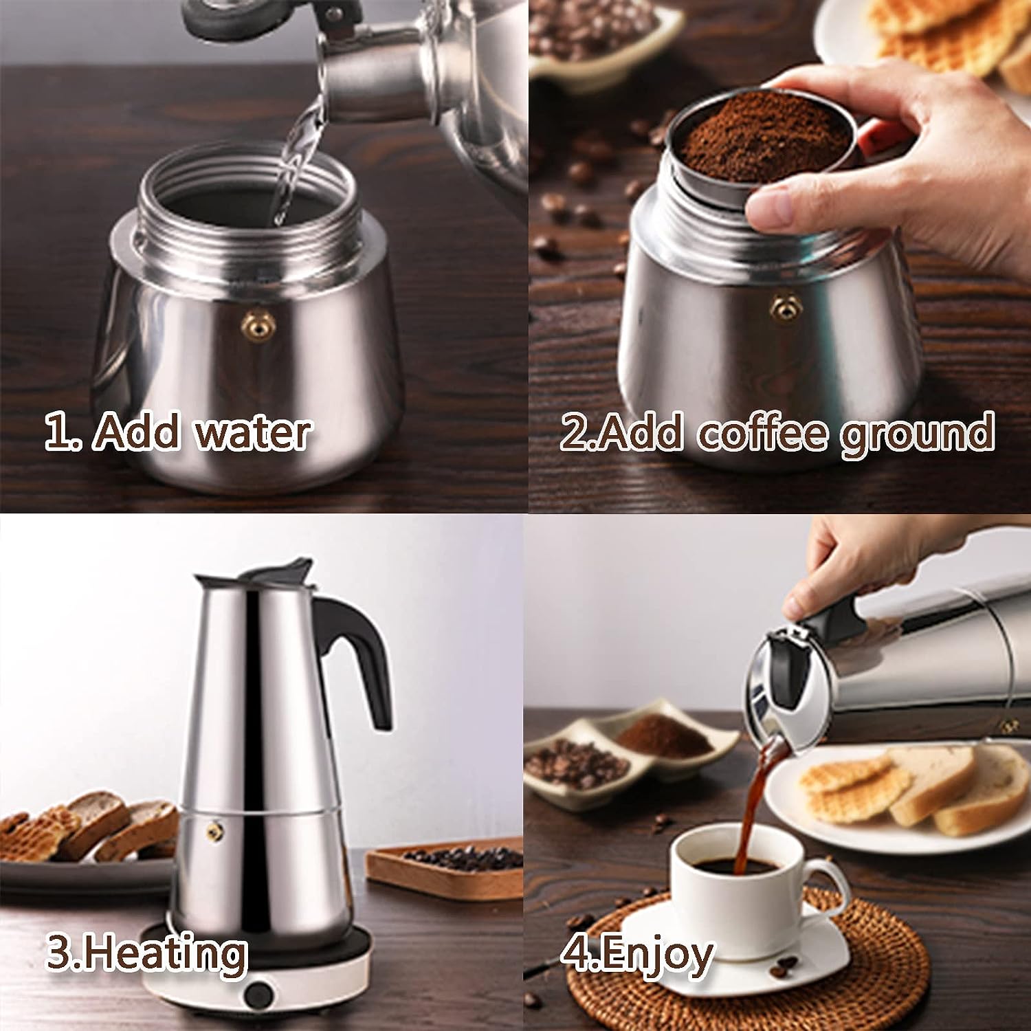 4/6/9 Cups Moka Pot Caffe Mach - Coffee Tea Chocolate recensie en prijs
