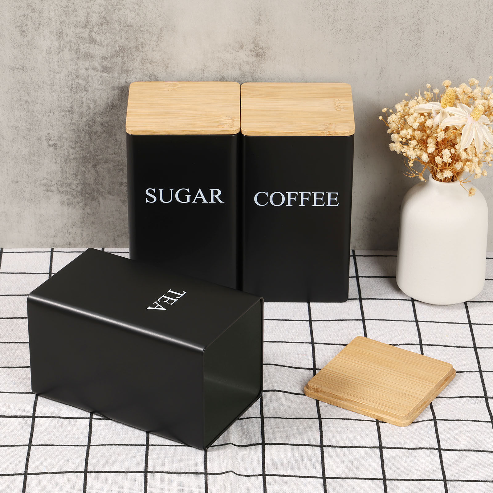 Koffiebonen opslagpot Metalen  - Coffee Tea Sugar Canister Set recensie en prijs
