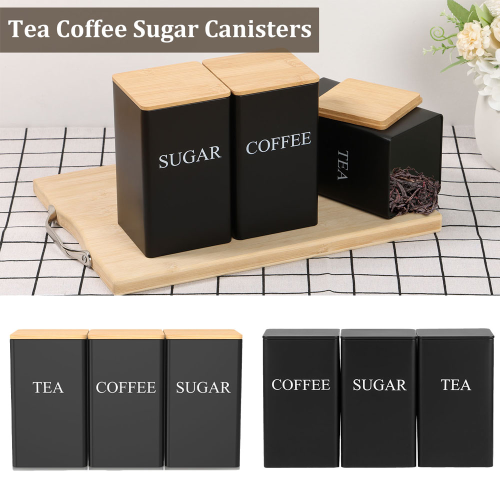 Koffiebonen opslagpot Metalen  - Coffee Tea Sugar Canister Set recensie en prijs
