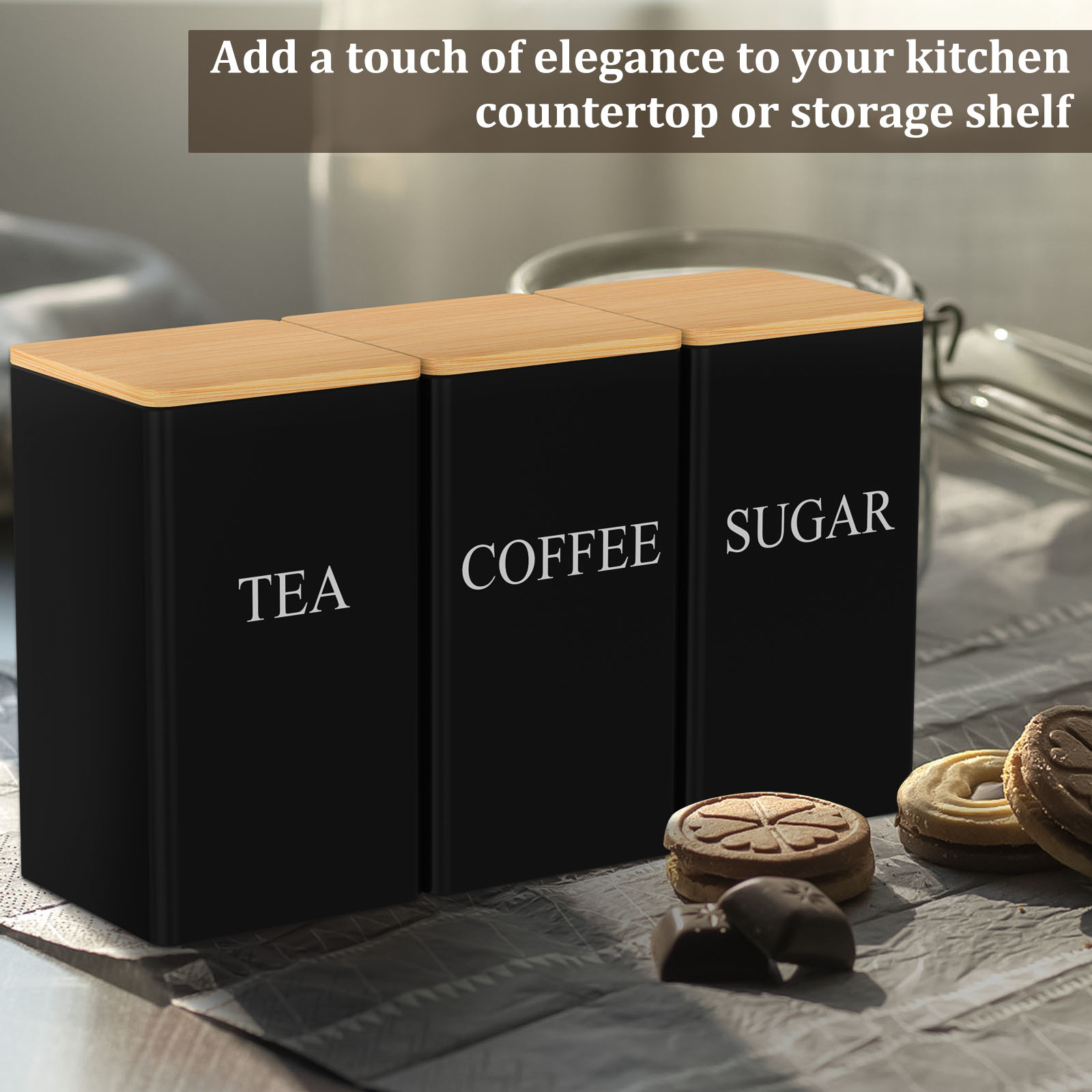 Koffiebonen opslagpot Metalen  - Coffee Tea Sugar Canister Set recensie en prijs